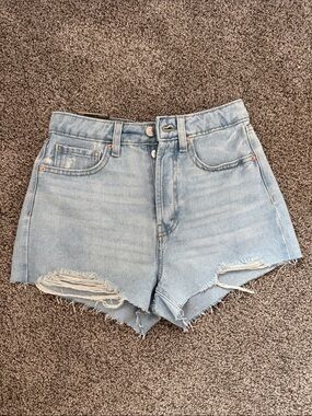 wild fable Light Wash High-Rise Distressed Denim Shorts